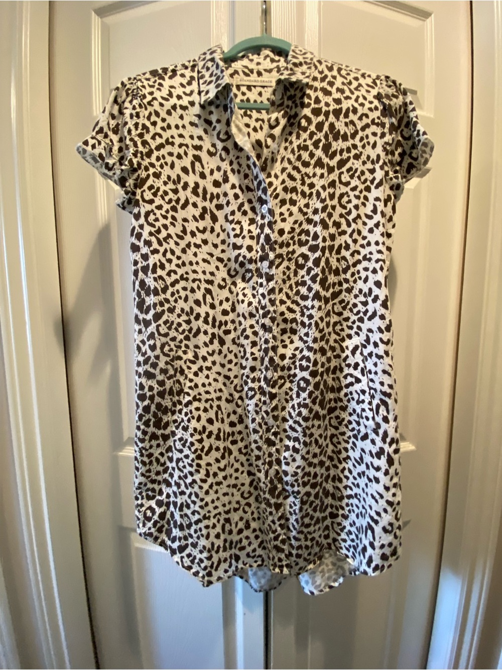 Standard Grace Leopard Print Button-Down Tunic Dress - Brown & White